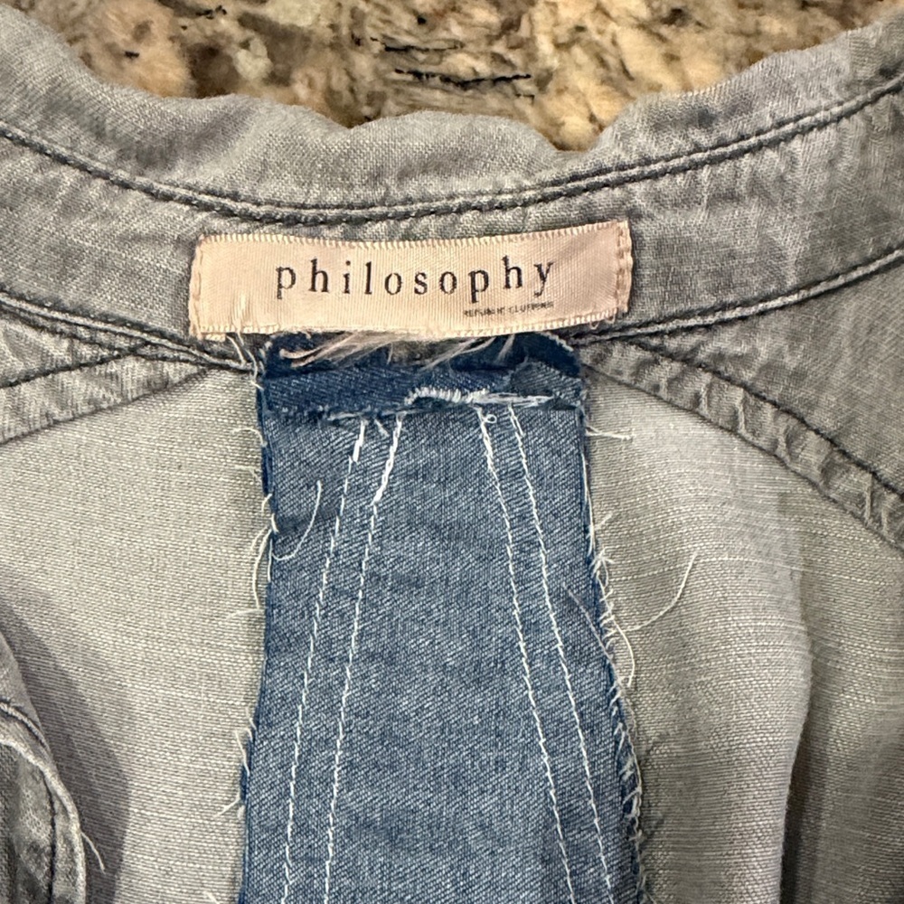Philosophy Light Gray Denim Shirt - Picture 4 of 5